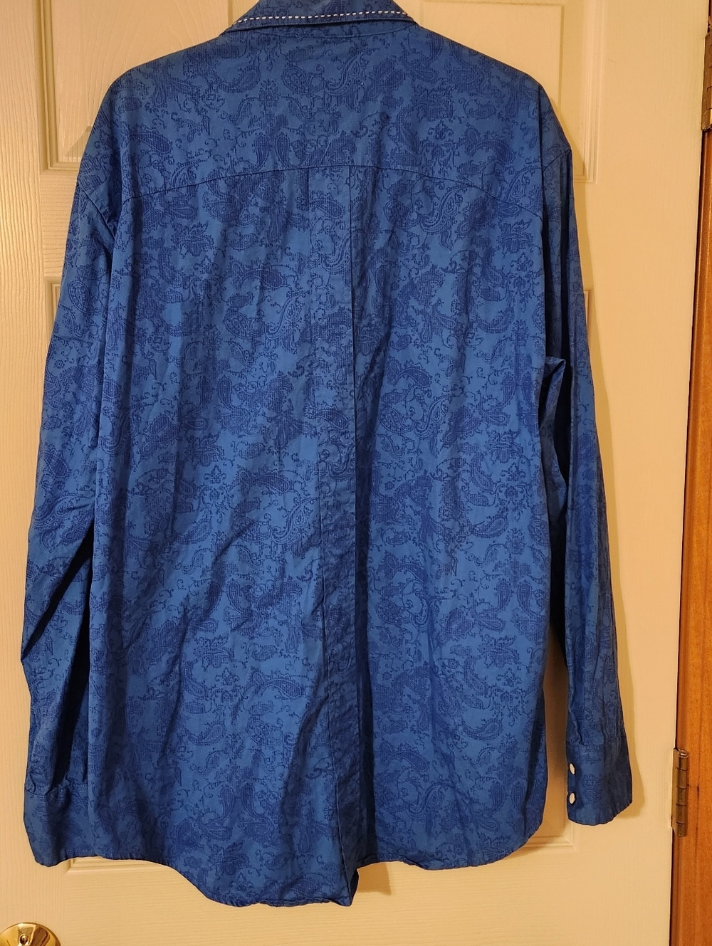 Men's Rock & Roll Cowboy Size XL Blue Paisley Pearl Snap LS Shirt Western Ranch - Picture 5 of 9